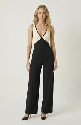 Modenaire Modenaire Two-Tone Wrap Bodice Jumpsuit