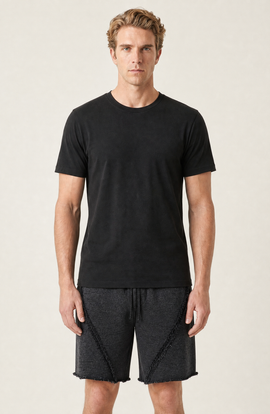 Modenaire Modenaire Washed Drawstring Casual Shorts with Raw Edge Detail