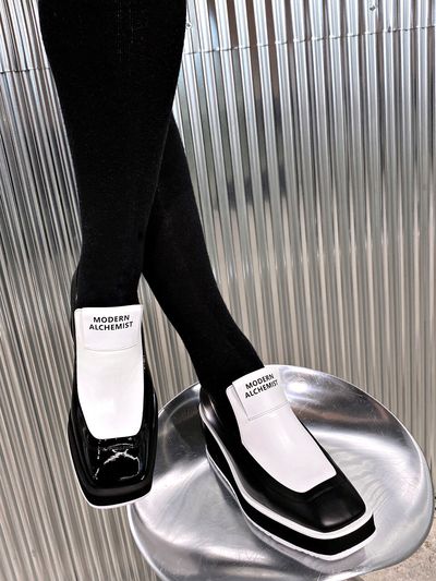 MODERN ALCHEMIST Project 3 Re-Tro Logo Loafers - Black / White
