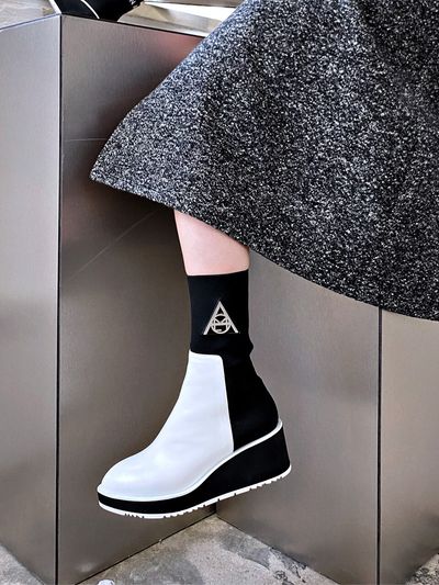 MODERN ALCHEMIST Project 3 Re-Tro Socks Boots - White / Black