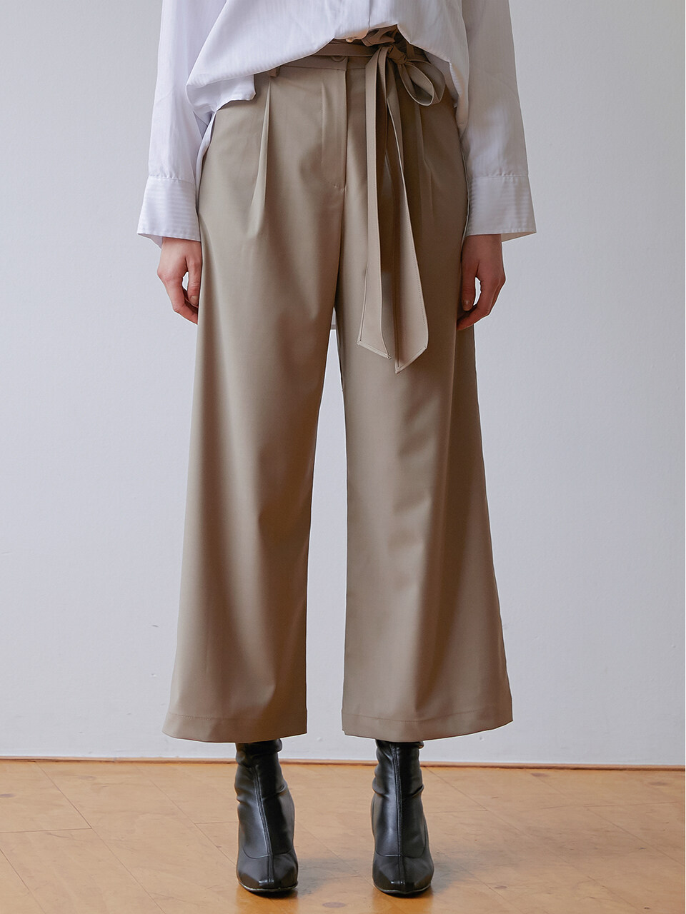 MODERNABLE Belt Point Wide Pants (Beige)