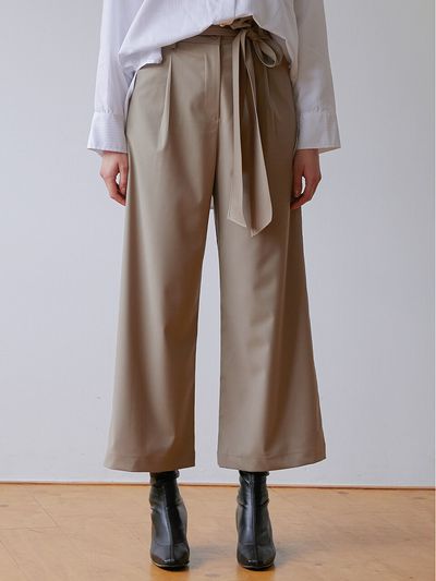 MODERNABLE Belt Point Wide Pants (Beige)