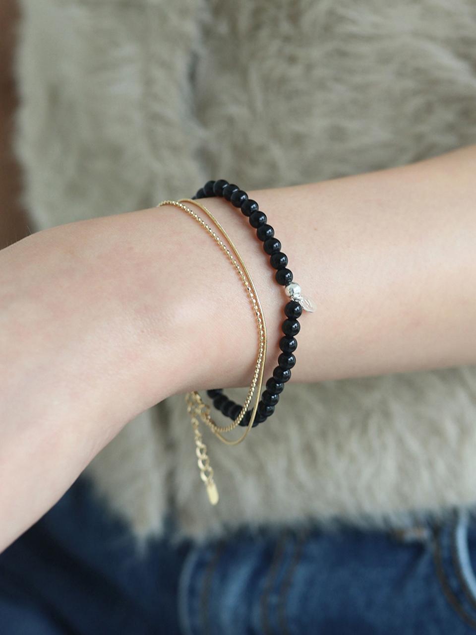 modernlike 14k Gold-filled Double Row Two-Line Silver Bracelet