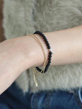 modernlike 14k Gold-filled Double Row Two-Line Silver Bracelet