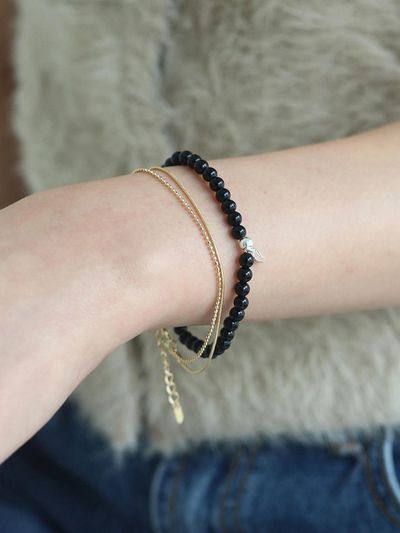 modernlike 14k Gold-filled Double Row Two-Line Silver Bracelet