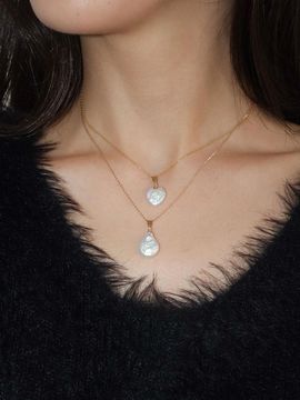 modernlike 14k Gold-filled Natural Heart Freshwater Pearl Silver Necklace