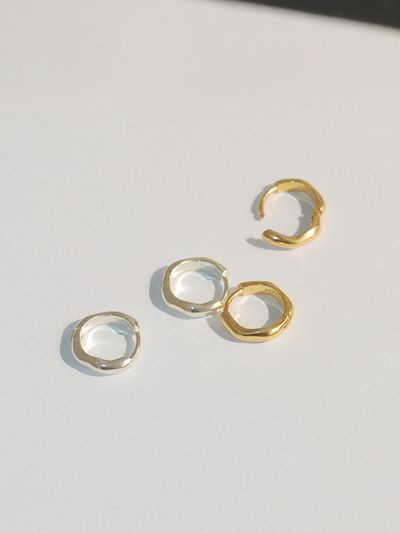 modernlike 14k Gold-Filled Silver Wave Cast Huggie Earrings