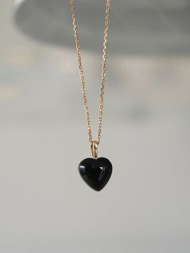 modernlike 14k Gold-filled Three-dimensional Heart Necklace [Black]