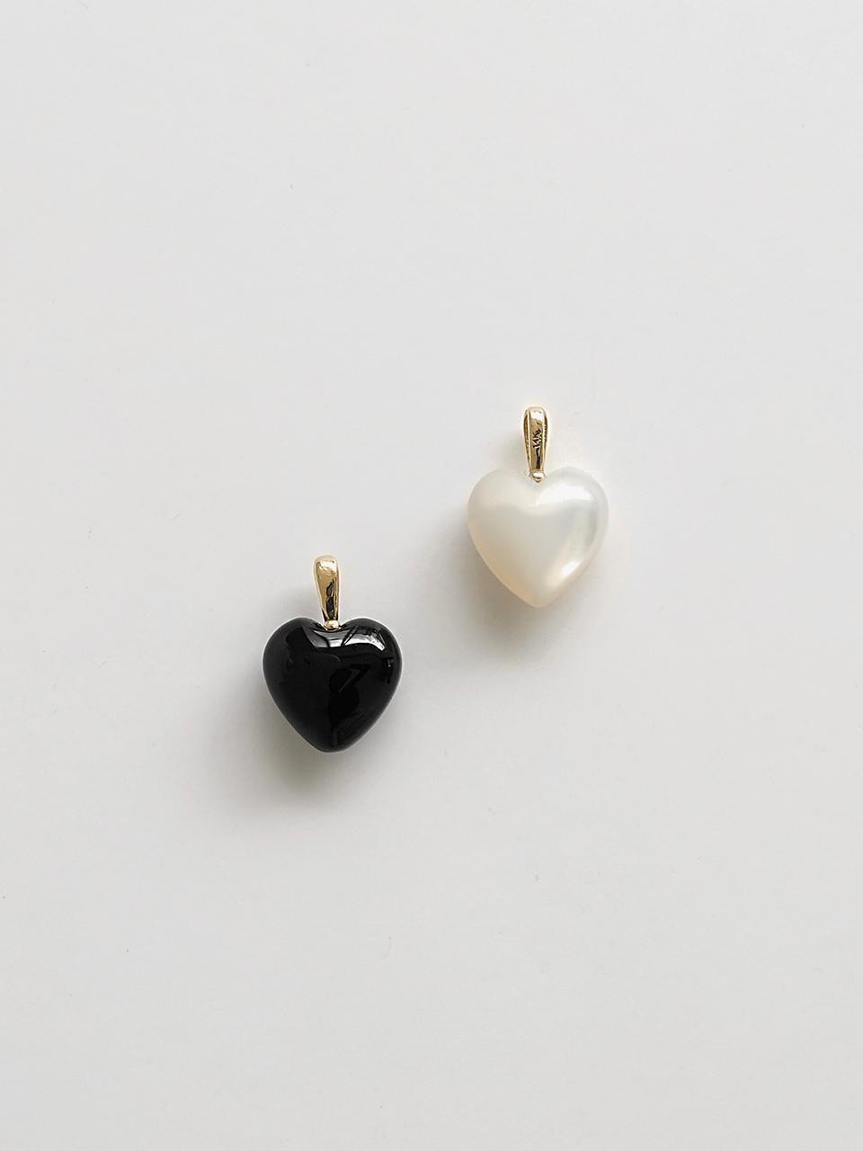 modernlike 14k gold black quartz onyx heart pendant