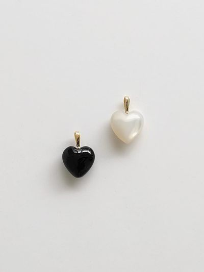 modernlike 14k gold black quartz onyx heart pendant