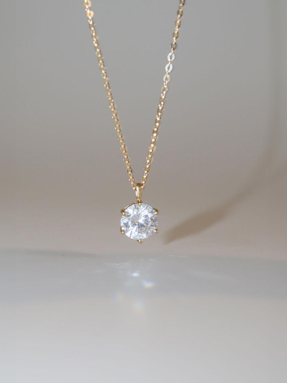 modernlike 14k Gold Cubic Pendant Necklace 6 Foot 6mm