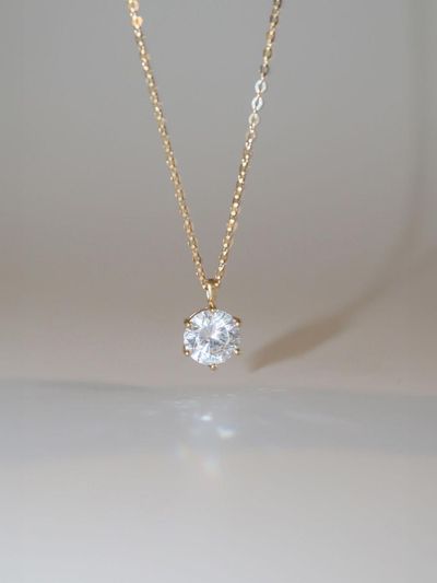 modernlike 14k Gold Cubic Pendant Necklace 6 Foot 6mm