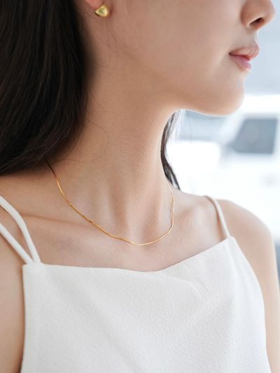 modernlike 14k gold field silver embossed texture necklace