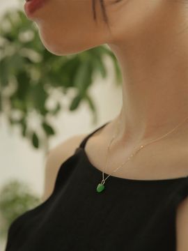 modernlike 14k Gold Natural Heart Crystal Pendant [Green]