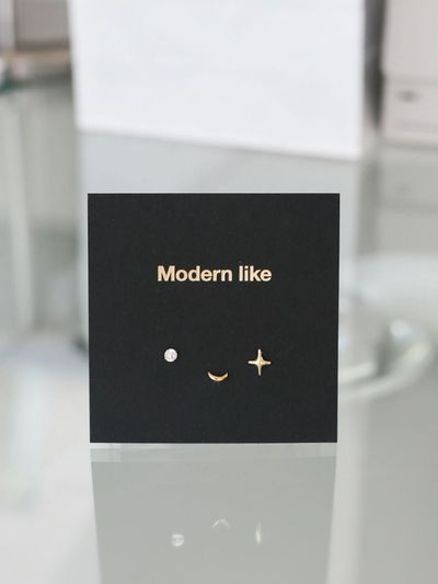 modernlike 14k gold night sky earring set