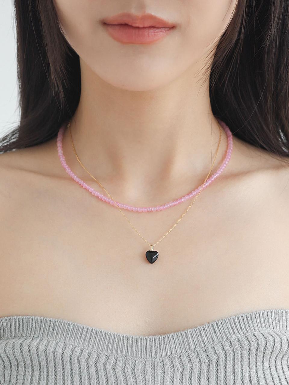 modernlike 14K gold pink amethyst gemstone necklace 3 mm