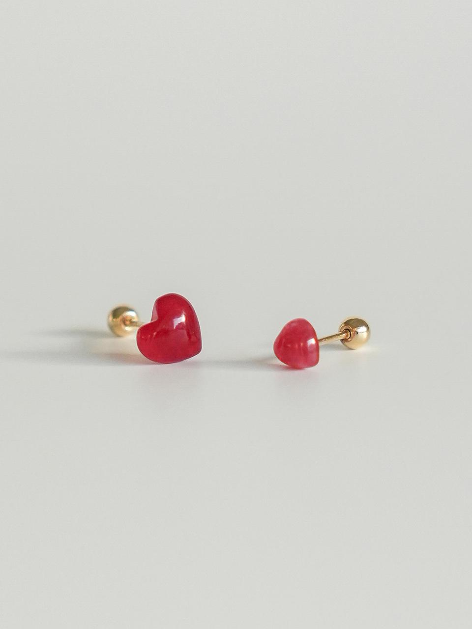 modernlike 14k gold red quartz crystal heart piercing