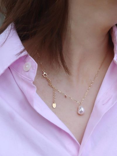 modernlike 14k Goldfield Silver Baroque Chain Freshwater Pear