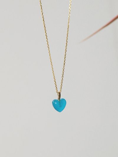 modernlike 14k Goldfield Silver Blue Quartz Crystal Heart Nec