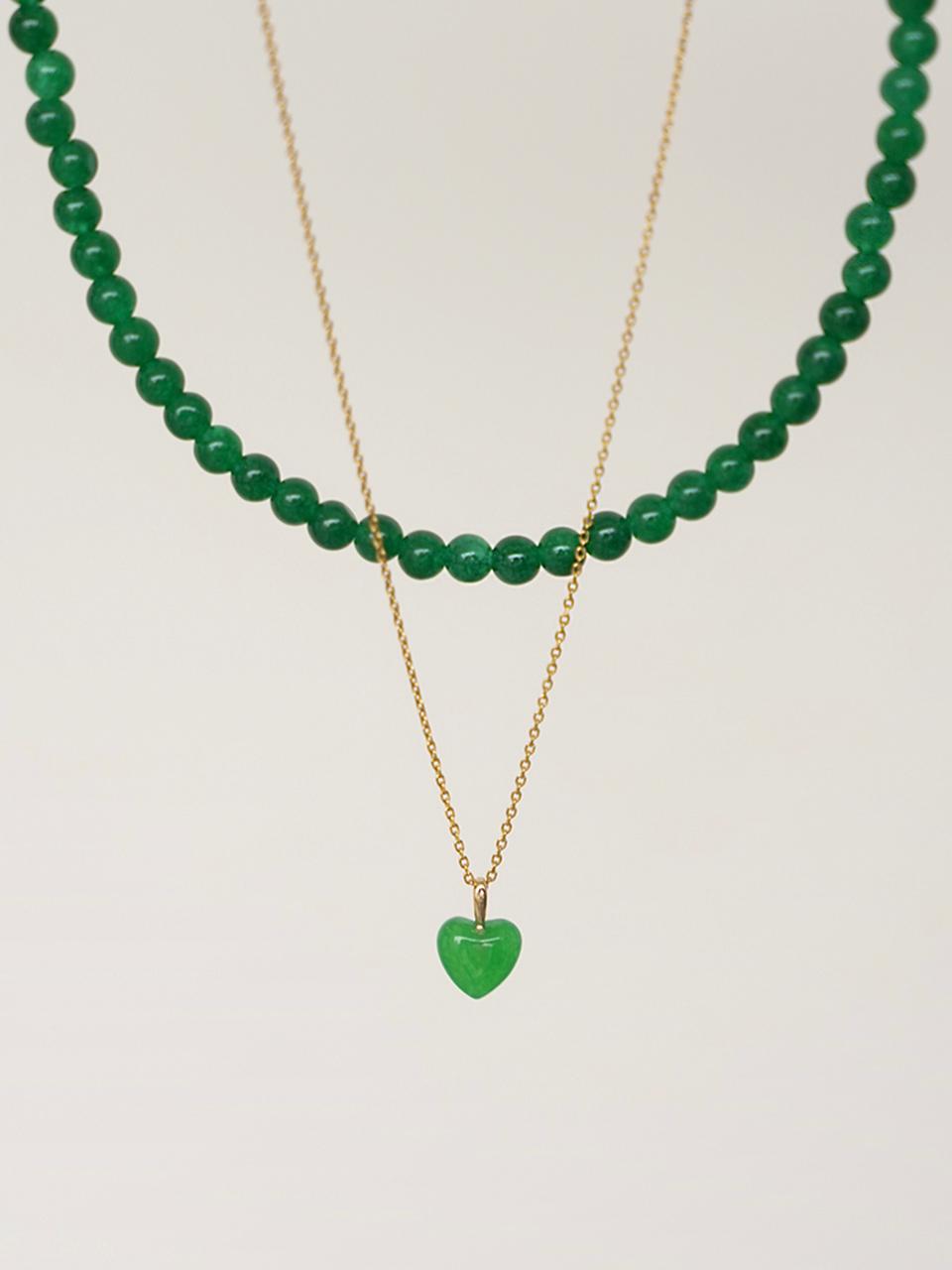 modernlike 14k Goldfield Silver Green Quartz Crystal Heart Ne