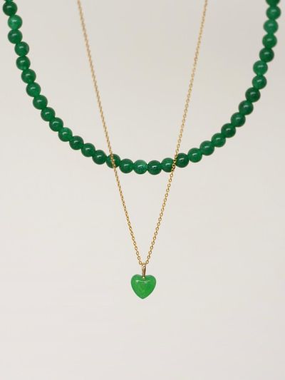 modernlike 14k Goldfield Silver Green Quartz Crystal Heart Ne
