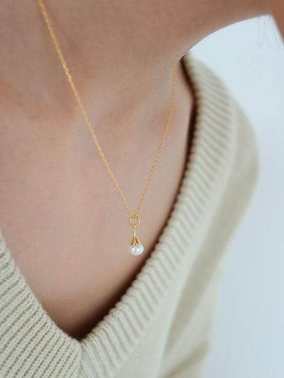 modernlike 14K Goldfield Silver Tray Pearl Necklace
