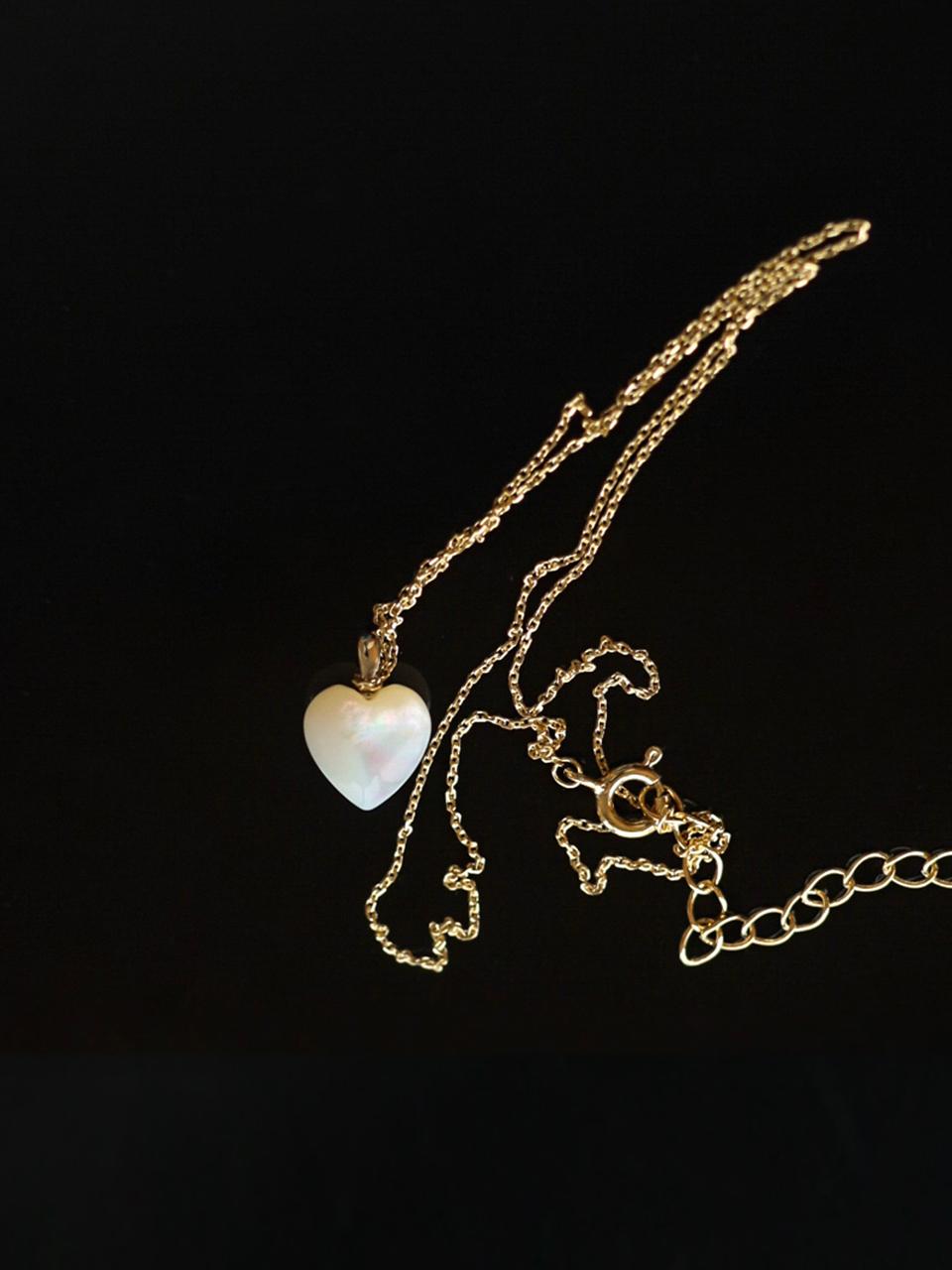 modernlike 14k Goldfield Silver White Pearl Heart Necklace