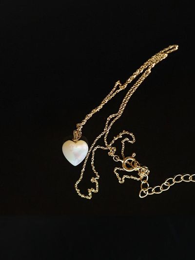 modernlike 14k Goldfield Silver White Pearl Heart Necklace
