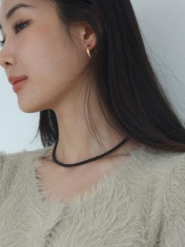 modernlike 925 Silver 4mm Onyx Necklace [Black]