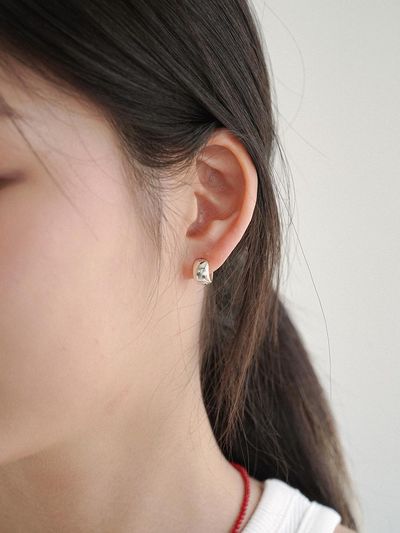 modernlike Silver 925 Half Ball Huggie Earrings