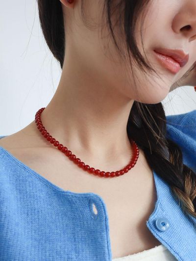 modernlike Silver 925 Jamanok Gemstone Necklace 6 mm