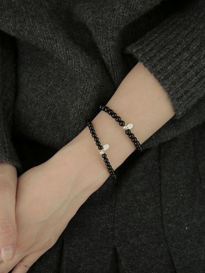 modernlike Silver 925 Onyx Black Pearl Bracelet 5mm