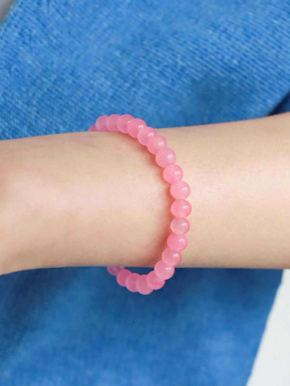 modernlike silver 925 pink amethyst gemstone bracelet 6 mm