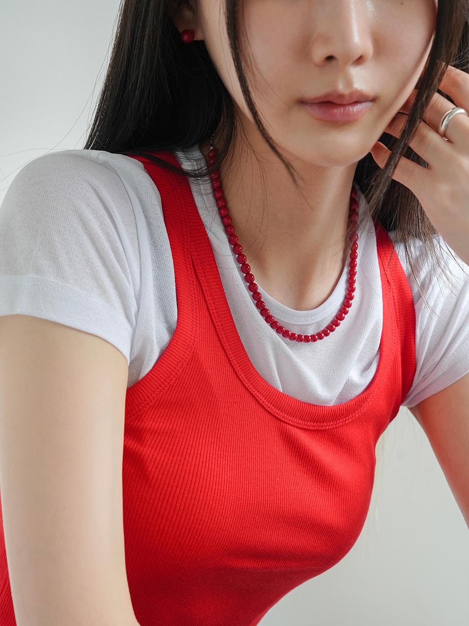 modernlike Silver 925 Red Pearl Necklace 6 mm