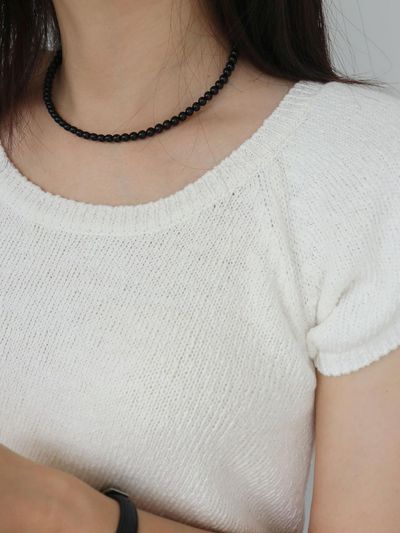 modernlike Sterling 925 Onyx 5mm Black Necklace
