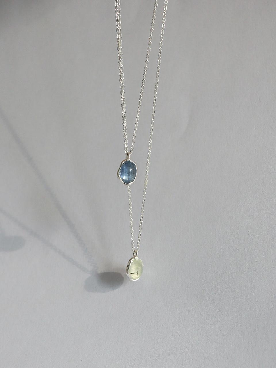 modernlike Sterling 925 Prehnite Pendant Necklace [GREEN]