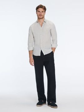 Moeva Moeva Harry Khaki Linen Shirt with Spread Collar 