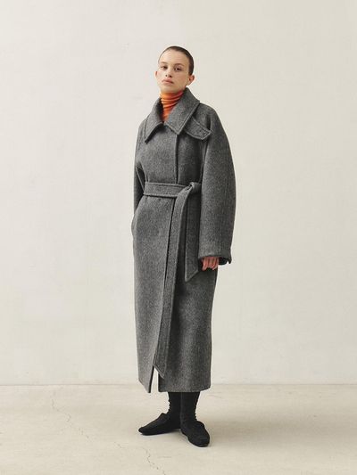 MOHAN Camel Hair Semi Double Coat [Grey]