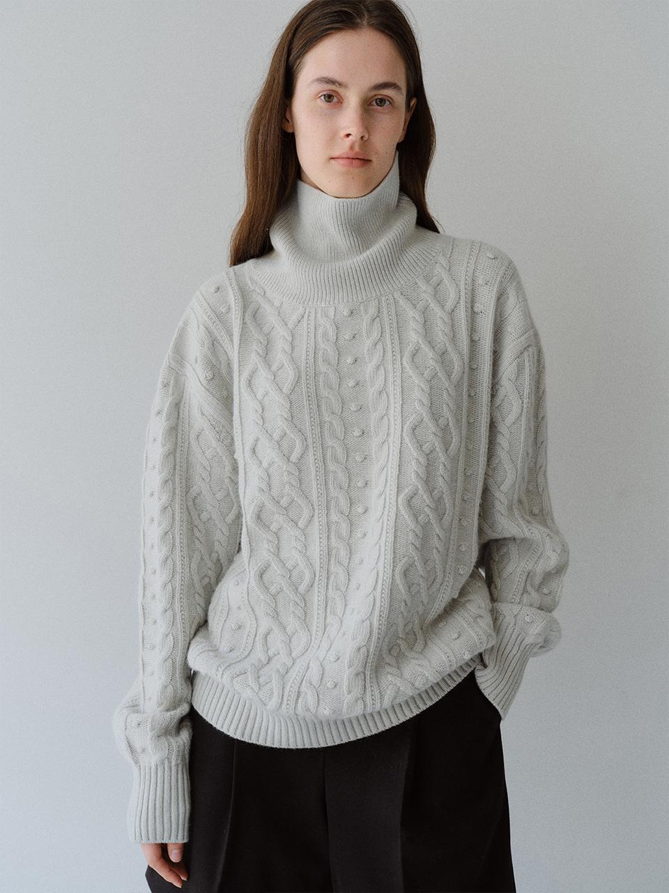 MOHAN Classic Fisherman Turtleneck Camel Blend Knit Top