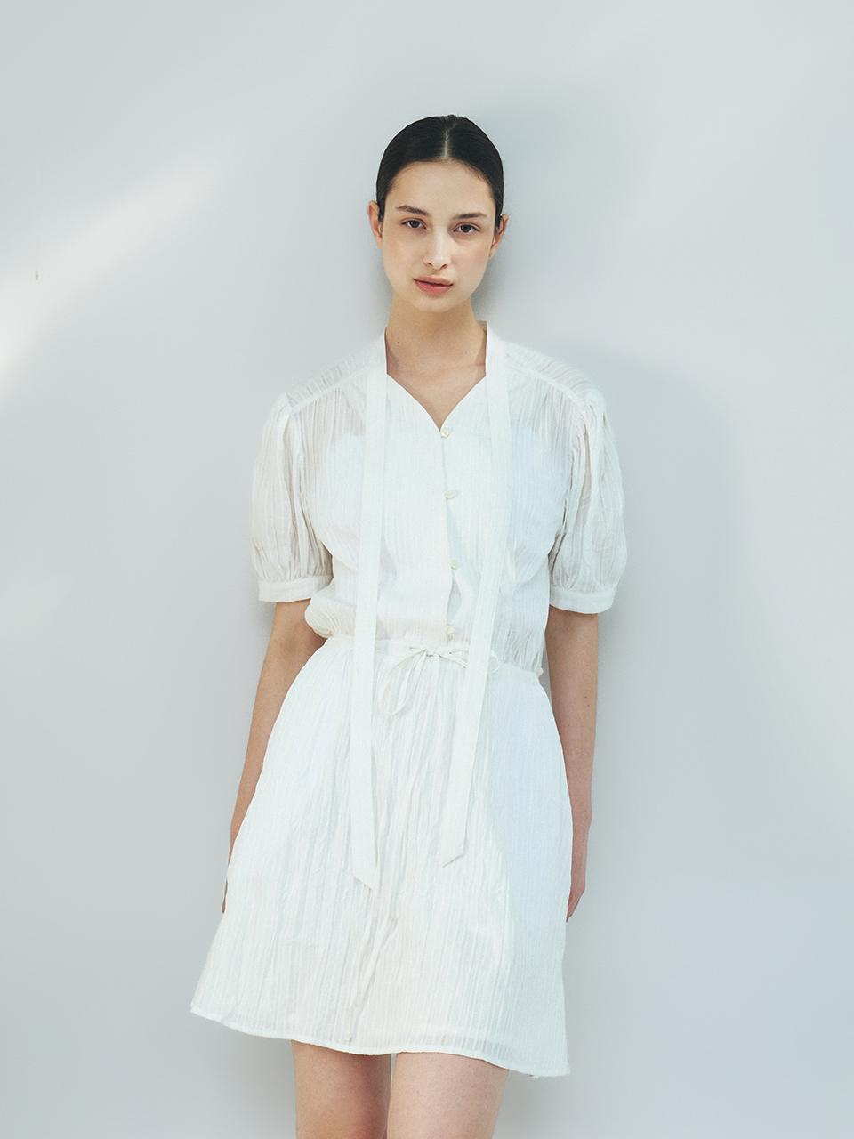 MOHAN Cotton Pleated Scarf Midi Dress