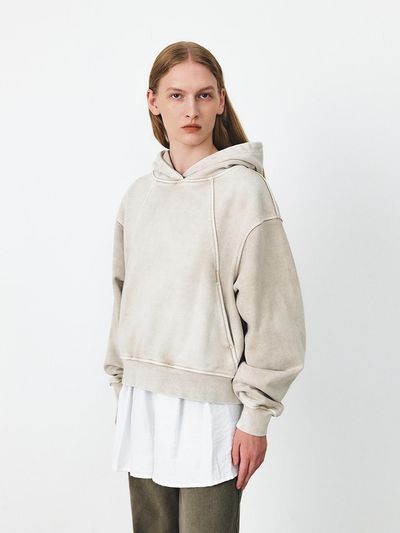 MOHAN Divided Dyeing Rivet Cropped Hoodie [2COLORS]