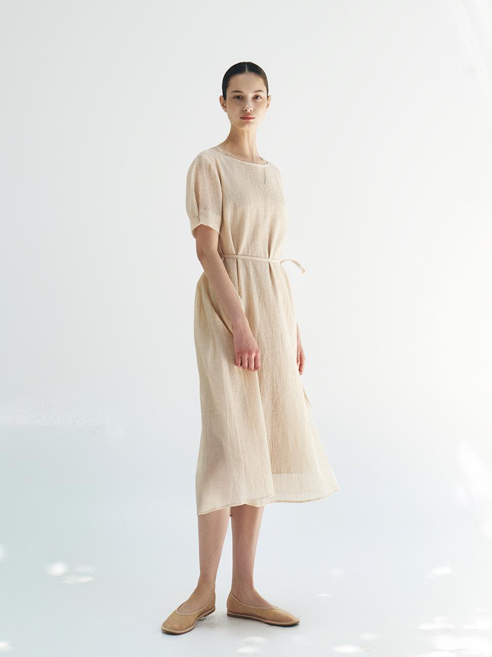 MOHAN Frosted Layer Two-Piece Sheer Long Sleeve Dress