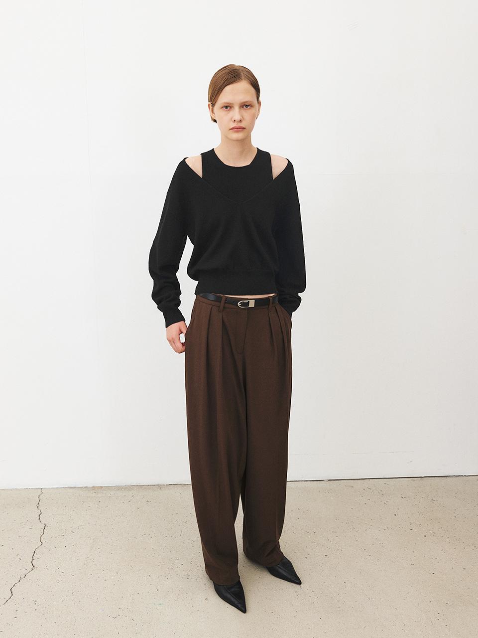 MOHAN Herringbone Barrel Stretch Trouser [BROWN]
