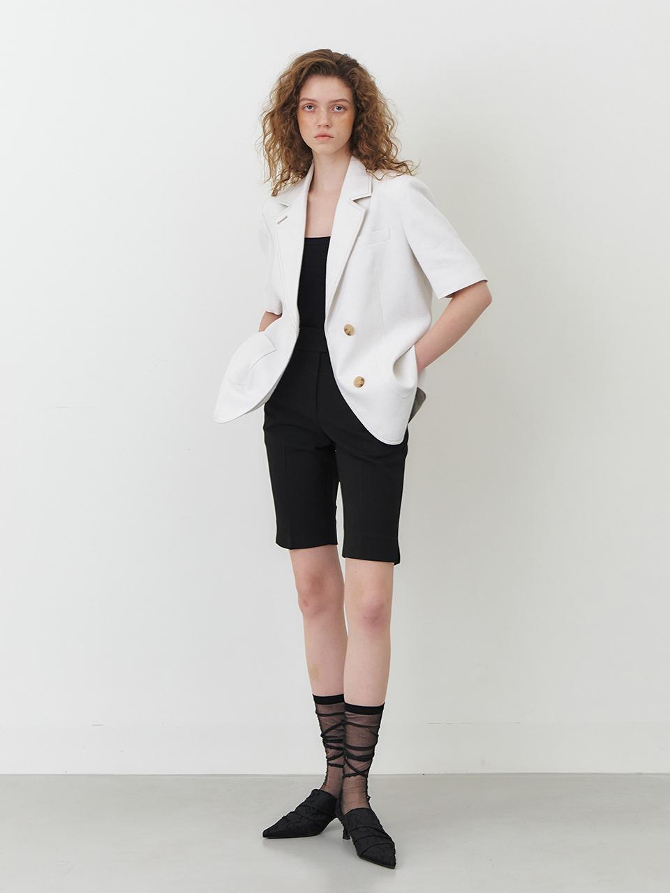 MOHAN Herringbone Slim Fit Biker Shorts