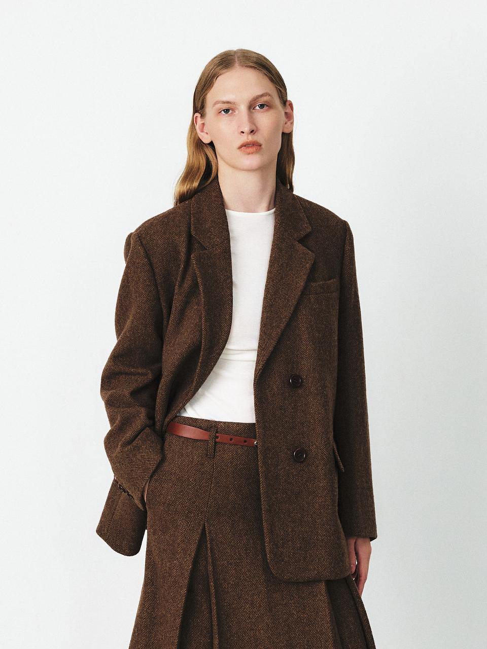 MOHAN Herringbone Wool Classic Blazer