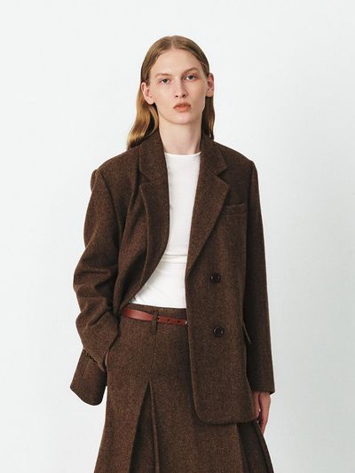 MOHAN Herringbone Wool Classic Blazer