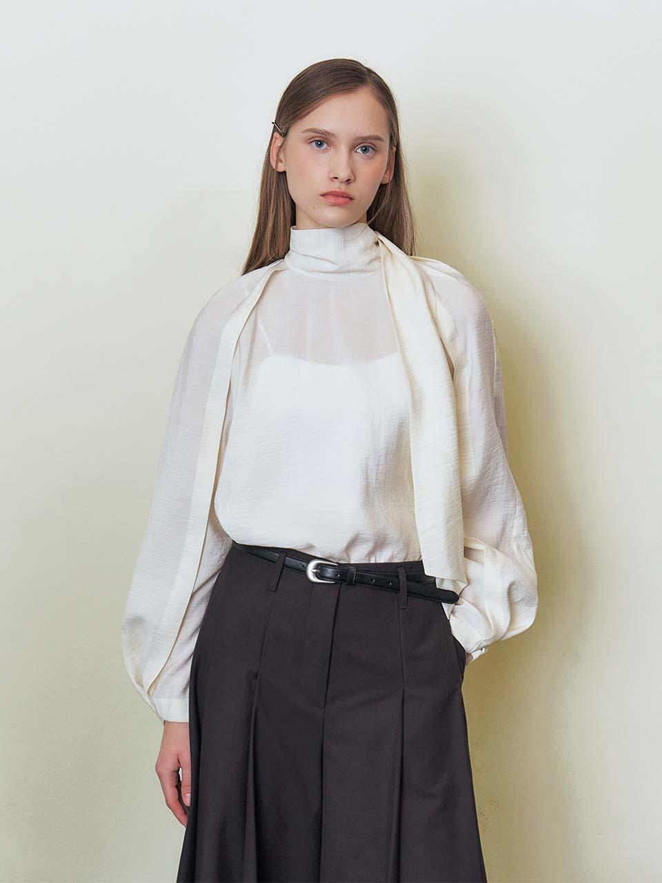 MOHAN High Neck Fixed Scarf Blouse