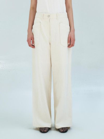 MOHAN Linen Pocket Elastic Waist Trousers
