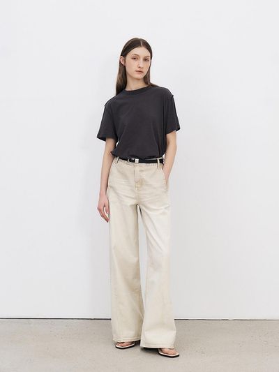 MOHAN Loose Fit Divided Dyeing Denim Pants [Beige]