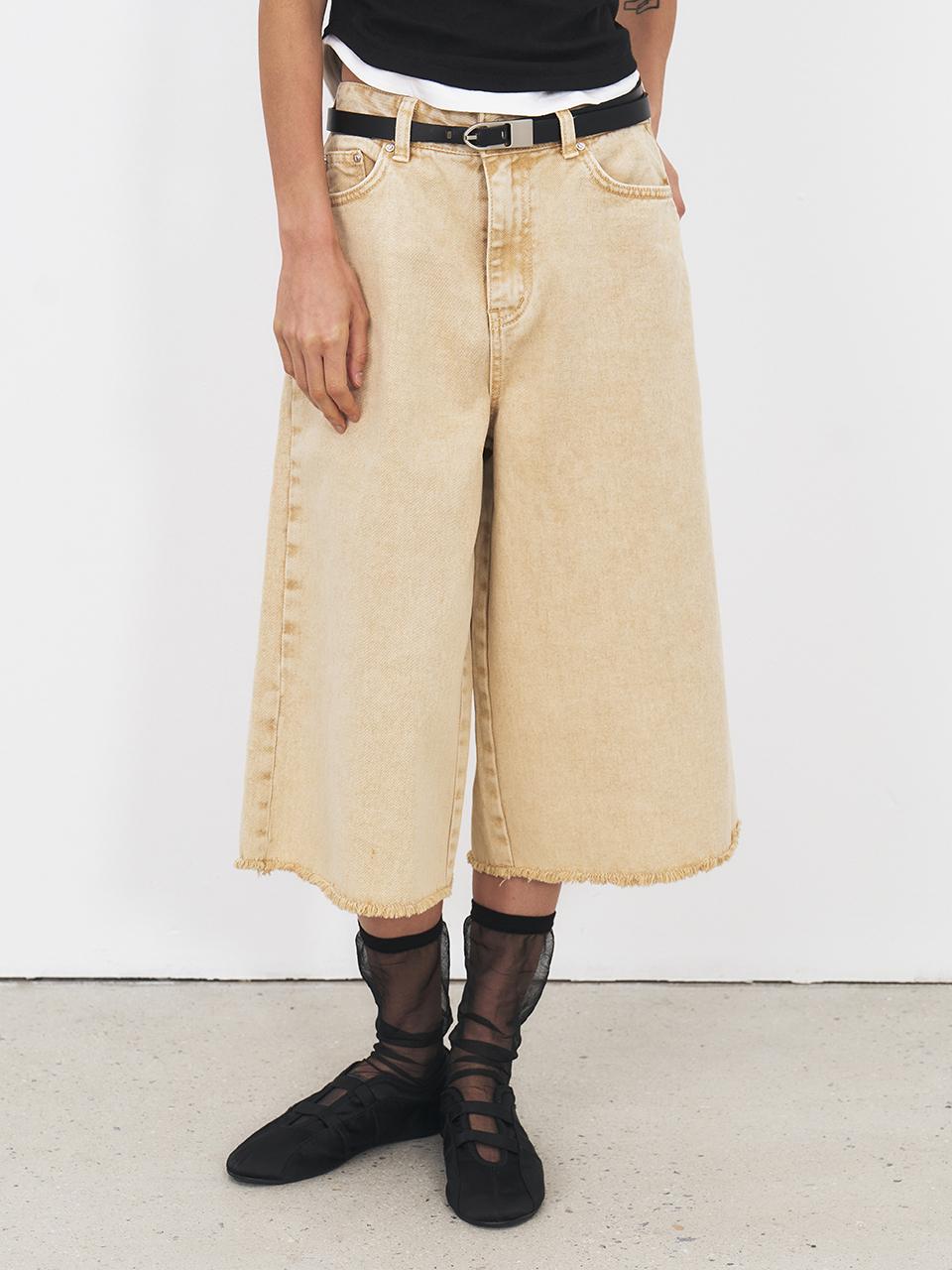 MOHAN Loose Fit Midi Denim Pant [L-yellow]